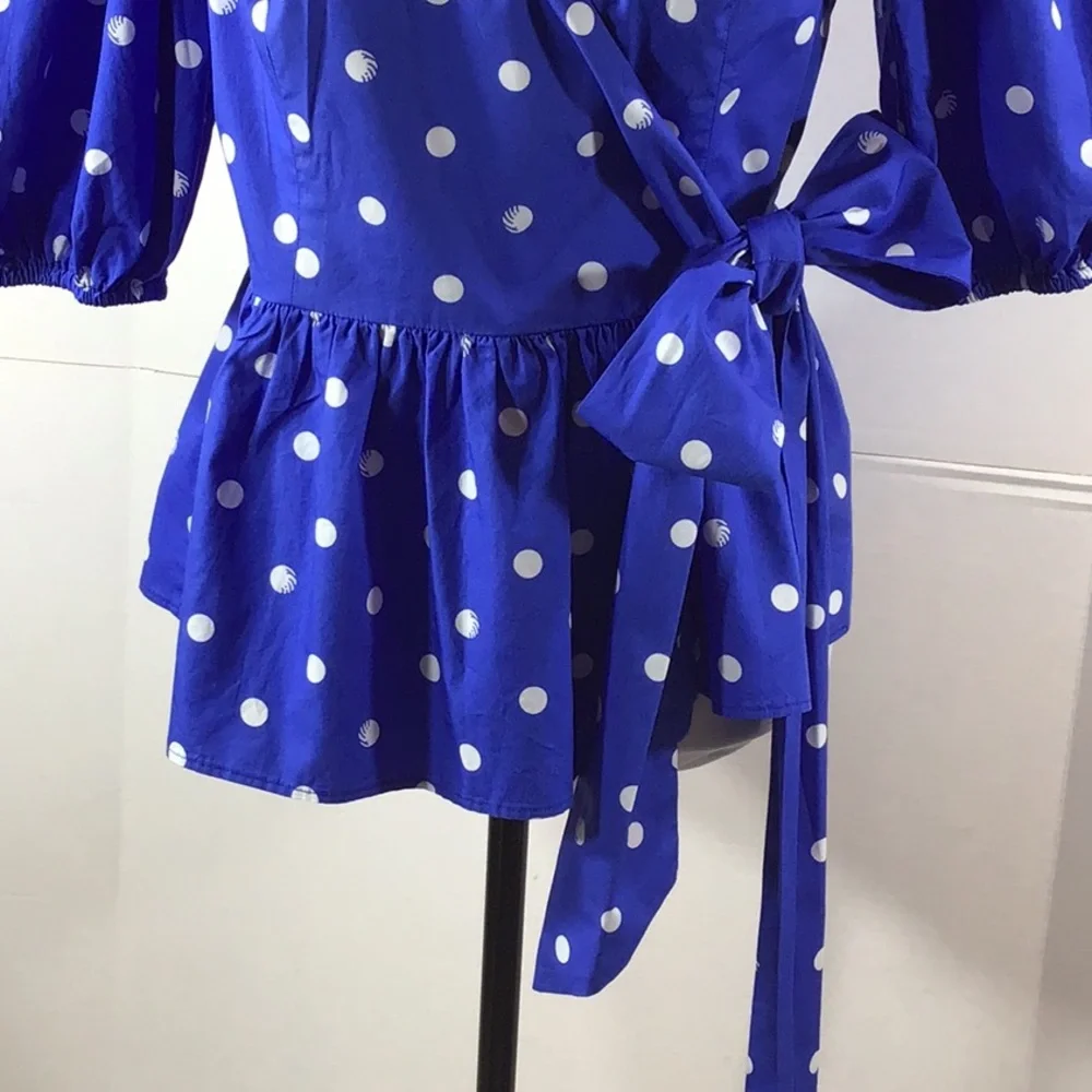 Lilly Pulitzer Kara blue polka dot wrap top 4 NWT - Picture 5 of 12